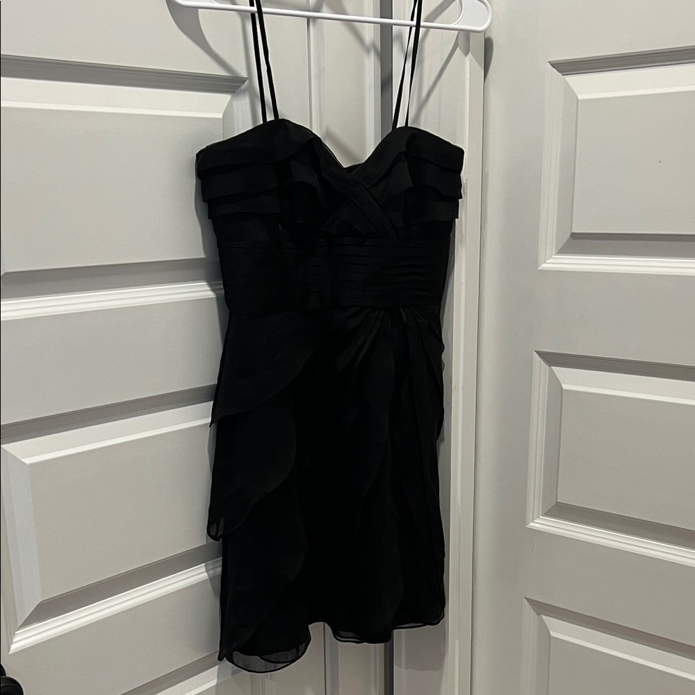 Adrianna Papell Black Ruffled Mini Dress